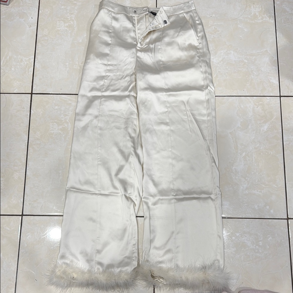 Elegant White Satin Pants